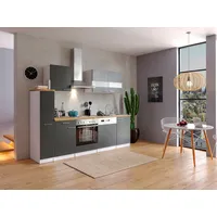 Respekta Küchenzeile Malia 250 cm Grau - Weiß