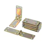 Aqbau® Lot de 10 Charniere 35 x 150mm Charnière Coffre, charnière plate, Charnières de placard, charnières universelles rectangulaires, Zinc Galvanisé Jaune