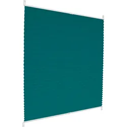 ECD Germany Plissee Jalousie Faltrollo Plisseerollo Klemmfix ohne Bohren 55x200 cm Petrol