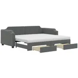 vidaXL Tagesbett Ausziehbar mit Schubladen Dunkelgrau 90x200 cm Stoff