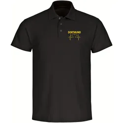 multifanshop Poloshirt - Dortmund - Herzschlag - Druck gelb - Polo