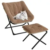 LuxusKollektion Relaxsessel Sessel Klappbar Lesesessel Fußhocker Erwachsene Wohnzimmer Braun