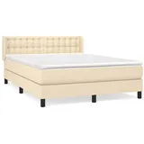 vidaXL Boxspringbett mit Matratze Creme 140x200 cm Stoff