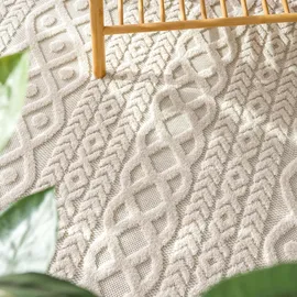 Paco Home Teppich PACO HOME "Cotton 231", beige (creme), B:60cm H:6mm L:110cm, Polypropylen, Teppiche, Teppich, Uni-Farben, Hoch-Tief Effekt, boho, In- und Outdoor geeignet