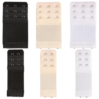 6 StüCk BH VerläNgerung FüR Damen, BH VerläNgerung 3 Reihen 2 Haken 3 Haken, BH Verschluss VerläNgerung - Weiß, Schwarz, Beige - Einheitsgröße