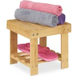 Relaxdays Fußbank Bambus, bis 100 kg, stabiler Tritthocker, Kinderhocker Bad, Fußhocker, HxBxT: 24,5 x 25 x 27 cm, natur