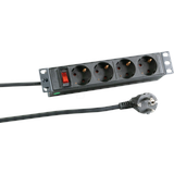 EFB-Elektronik EFB EK631DE.11 10? 1HE Steckdosenleiste, 4 x CEE 7/3 mit Schalter, im Aluprofil, schwarz