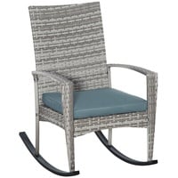 Outsunny Schaukelstuhl Schwingsessel Gartenstuhl mit Kissen, Polyrattan und Metall, grau, 66 x 88 x 98 cm, ideal für Terrasse und Garten Aosom.de