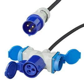 PRO PLUS Adapterkabel CEE-Stecker nach 2xSchuko und 1xCEE, 150cm
