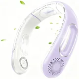 Amxcnoy Tragbarer Nackenventilator, Freihändiger Ventilator Mit 4 Geschwindigkeitsstufen, Usb-wiederaufladbar, Helmförmiges Design Für Damen Und Herren – Lila
