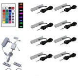 QLS LED RGB 8 Stück Glasbodenbeleuchtung Clip 12V Fernbedienung 16 Farben Dimmbar (Weiß,