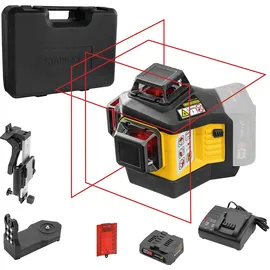 Stabila 12-V-System Kreuzlinienlaser LAX 600, selbstnivellierend, 3 x 360° rote Laserlinien, max. Reichweite: 30 m, CAS-Akku und -Ladegerät (EU), Universal- und Wandhalterung, Tragekoffer