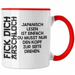 Trendation Tasse Trendation – Anime Tasse Geschenk Spruch Kaffeetasse Geschenke Deko Japanisch Japan Japaner rot
