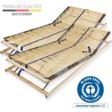 Lattenrost 180x200 cm verstellbares Kopf & Fußteil vormontiert Blauer Engel- 42 Latten 7-Zonen Traglast 150 kg Birkenschichtholz