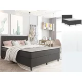 vidaXL Boxspringbett Dunkelgrau Stoff 180x200 cm