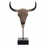MCW Deko Standfigur Kuhschädel MCW-D30, Stierkopf Bulle Tierkopf Kuhkopf Trophäe mit Trival, Polyresin 47x30x12cm