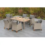 Merxx Avellino Garten-Essgruppe 7-tlg. Tisch 180 x 100 cm steinbeige inkl. Auflagen