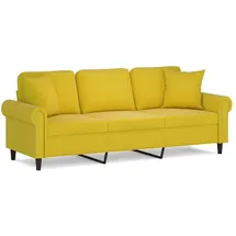 vidaXL 3-Sitzer-Sofa mit Zierkissen Gelb 180 cm Samt