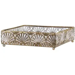 Chic Antique Vire Serviettenhalter mit Muster, L17 x B17 x H5 cm, antik messing