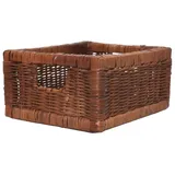 VIVANNO Hochwertiger Flechtkorb aus Rattan in Braun, Stabil & Dekorativ, Ideal für Regal & Schrank, 16x34x27cm