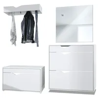 Vladon Garderobe, Weiß, Holzwerkstoff, 190x185x33 cm, Garderobe, Garderoben-Sets &