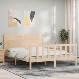 vidaXL Massivholzbett 160 x 200 cm Beige