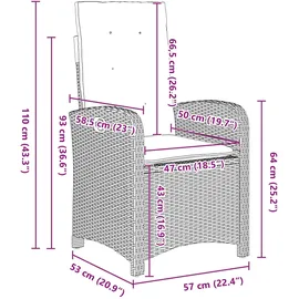 vidaXL Garten Essgruppe 3 pcs Grau Poly-Rattan