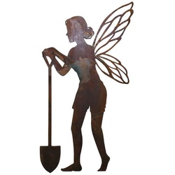 440s Gartenfigur 440s Rost-Figur Fee mit Spaten, (Stück) braun