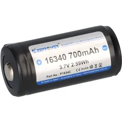 Keeppower 16340 3,6V 700mAh Akku (geschützt) - 1.4A