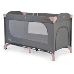 Cangaroo Reisebett Skyglow Laufstall 2 Räder mit Bremsen Matratze Seiteneingang rosa