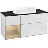 Villeroy & Boch Finion Waschtischunterschrank F702PCMT 120x60,3x50,1cm, Regal links Oak Veneer, White matt lacquer