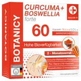 BOTANICY Curcuma + Boswellia forte - 60 Kurkuma Weihrauch Kapseln mit Markenrohstoff NovaSOL - Plus Vitamin D3 für Knochen & Muskeln - Hohe Bioverfügbarkeit, Weihrauch Kurkuma Kapseln Hochdosiert