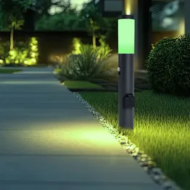 GLOBO RGB LED Sockelleuchte, Bewegungsmelder 2x Steckdose - Grau