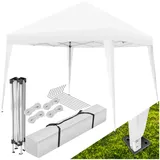tectake® Pavillon 3x3, Gartenpavillon 3x3, wasserabweisend, höhenverstellbarer Faltpavillon mit Pop Up Klicksystem, Partyzelt für Garten, Festival, Camping, mit Spannseile, Heringe und Tasche - weiß