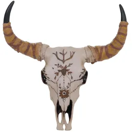 MCW Deko Schädel MCW-Q11, Polyresin Stier Bulle Longhorn Kopf Trophäe mit Verzierung, In-/Outdoor 41cm