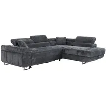 m-punkt24 Eckcouch Cordstoff 3-Sitzer Grau