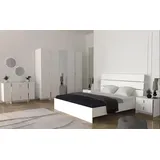 JVmoebel Komplettschlafzimmer Modernes Schlafzimmer Kombination Einrichtung Ausstattung Bett Kommode, (Schlafzimmer-Set), Made in Europa weiß
