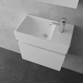 Alpenberger Waschtisch 45 cm Vormontiert | Waschbecken mit Unterschrank | Pflegeleichtes Keramikbecken Badmöbel Set | Waschplatz SoftClose Gäste-WC