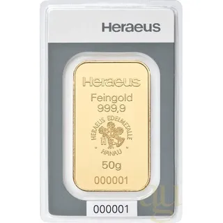 50 Gramm Goldbarren Heraeus