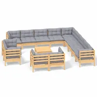vidaXL Garten-Lounge-Set 14-tlg. grau Kiefer