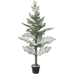 CREATIV green künstliche Pflanze Zimmertanne im Topf, beschneit, 128 cm, schnee
