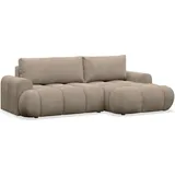 Selsey Ombo Mini - Ecksofa mit Schlaffunktion, Bettkasten und Bouclé-bezug, Dunkelbeige, rechts - Selsey