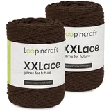 Makramee Garn 2er-Set Dunkel Braun, Loopncraft, 2 X 4mm - 65m - 250g, Kettengarn, XXLace Garn, Recycling Garn