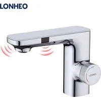 Lonheo Infrarot Sensor Wasserhahn Bad Automatik Waschtischarmatur mit Zwei Infrarotsensor Einhebelmischer Waschbecken Mischbatterie Badarmatur, Chrom