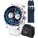 Vostok Europe Anchar Chronograph Limited Edition Herrenuhr + 2 Vostok Armbänder - Blau/Blau