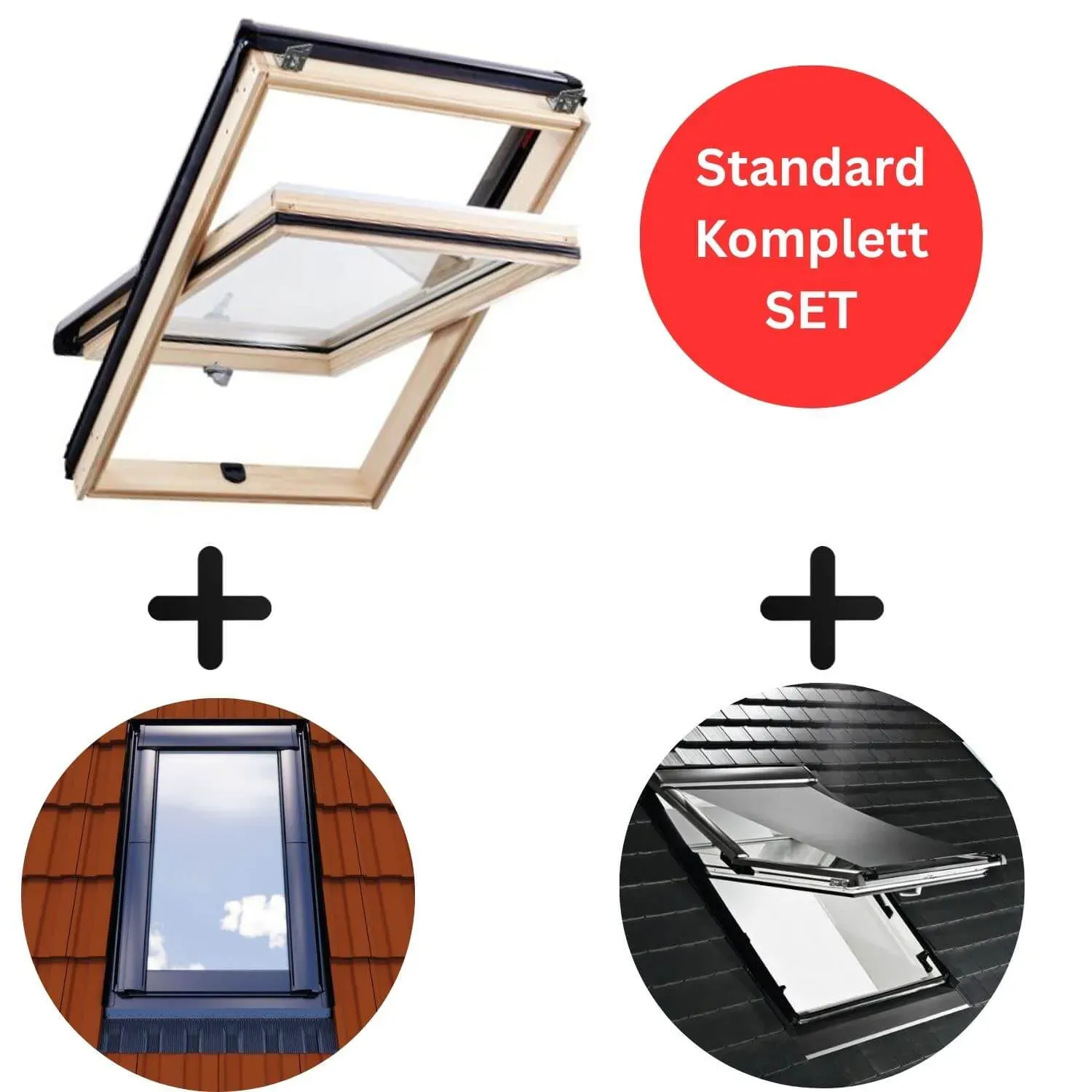 HOME4U Dachfenster Komplett-Set Holz 2-fach 094/140