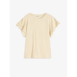 bonprix Shirt mit verspielten Ärmeln, beige, 48/50 (XL), mit Baumwolle