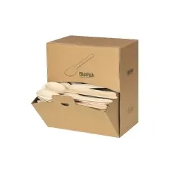 DUNI Einweggeschirr, Löffel Spenderbox, Dinner, BioPak 192229 , 1 Karton = 5 Boxen à 300 Stück