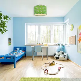GLOBO Deckenleuchte Kinderlampe Kinderzimmerlampe Deckenlampe Schirmleuchte Spielzimmer, Metall weiß grünfarbig, 1x E27 Fassung, DxH 30x25,5 cm