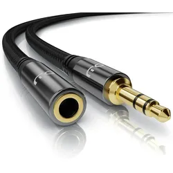 Primewire Klinkenkabel 3,5 mm AUX - Audio Verbindungskabel / Kupplung mit Nylonmantel - 1,5m